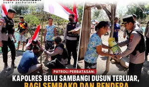 Kobarkan Semangat Kemerdekaan di Batas Negeri, Kapolres Belu Bagikan Bendera Merah Putih dan Sembako