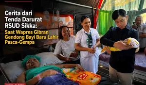 Momen Wapres Gibran Gendong Bayi Korban Gempa Sikka di Tenda Darurat