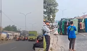 Evakuasi Truk Kontainer Terguling di Kedungwaringin, Arus Lalu Lintas Jalur Pantura Macet Parah