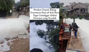 Limbah Busa Setinggi 5 Meter Penuhi Kali Baru Depok, Ini Dugaan Penyebabnya