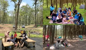 Mau Chill Bareng Keluarga Low Budget? Healing Aja ke Wisata Kapas Ijo, Spot Camping Gratis plus Makan Ditengah Sungai, View Pohon Pinus Adem