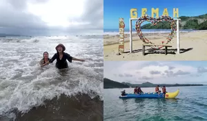 Cuma Rp10 Ribu, Pacu Adrenalin Naik Banana Boat di Atas Ombak Dahsyat dan Flying Fox di Lautan, Cobain Deh Liburan ke Pantai Gemah View Pohon Pinus