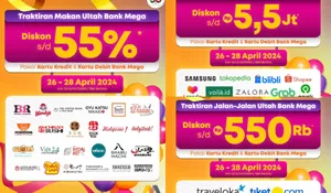 Special HUT, Bank Mega Berikan Traktiran Makan, Belanja, Jalan-jalan, Bisa Beli Makanan Atau HP dengan Diskon 55 Persen Hingga Rp5,5 Juta Loh!