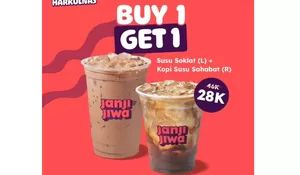 Jangan di Skip! Kopi Janji Jiwa Lagi Ada Promo Special Buy 1 Get 1 Loh, Cek Ketentuannya di Sini!