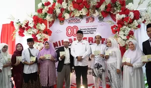 53 Pasangan Ikuti Nikah Gratis di Kecamatan Sukamakmur Resmi Jadi Suami Istri