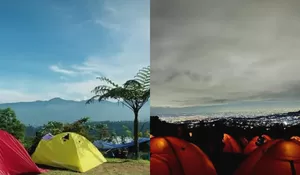 View Tempat Camping ini Bikin Nyaman Abis! Langsung Panorama Gunung Pangrango dan City Light Sampai 180 Derajat