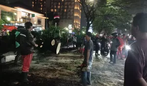 Hujan Deras dan Angin Kencang di Depok : Dua Pohon Roboh, Macetan 3 Kilometer, Banjir