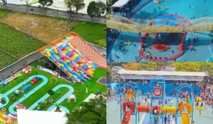 Cuma di Sawah Lega Hegar Resot Kamu Bisa Main di Playground Seru dan Kolam Renang dengan Pemandangan Sawah dan Pegunungan!