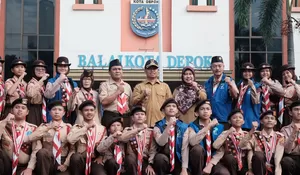 32 Kontingen Pramuka Depok Berangkat Jamda Jabar, Walikota Depok : Jangan Malu Saling Berkenalan, Silaturahmi Bawa Kesuksesan