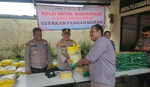  Beras GPM Polres Metro Depok Diburu Warga, Cuma Rp11 ribu per Kilogram