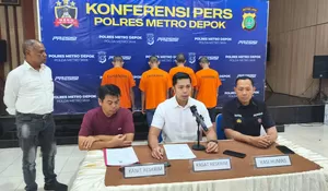 Polres Metro Depok Bekuk Lima Sindikat Curanmor, Pelaku Bawa Air Softgun untuk Gertak Korban, Satu Unit Dijual Rp5-6 Juta