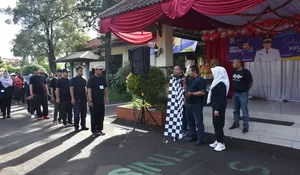 Semarakkan Hari Jadi Kota Bekasi ke 27, Kecamatan Rawalumbu Gelar Gerak Jalan Sehat