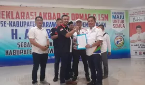 Puluhan Ormas dan Serikat se-Kabupaten Karawang Kompak Dukung Paslon Aep Maslani