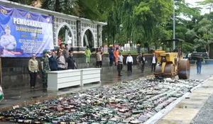 Jelang Natal dan Tahun Baru 2025, Ribuan Botol Miras Gagal Beredar di Kabupaten Sukabumi