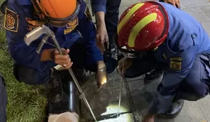 HP Nyebur ke Got di Pakansari, Lagi-lagi Damkar Jadi Pahlawan