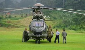 Bupati Rudy Susmanto Pantau Arus Mudik Lewat Udara Naik Helikopter ATS
