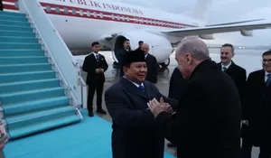 Erdogan Sambut Prabowo dengan Karpet Biru Langit saat Tiba di Turki