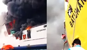 KMP Batumandi Terbakar di Pelabuhan Merak, Penumpang Dievakuasi Turun Lewat Tali