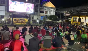 Nobar Timnas di Mapolres Blitar Kota, Kemenangan Indonesia Disambut Meriah
