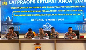 Gelar Latpra Ops Ketupat Anoa 2026, Polda Sultra Mantapkan Pelayanan Idulfitri 1447 H