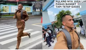 Pakai Seragam, Guru Ini Lari ke Sekolah dan Pulang Lagi, Aksi Run to Work di Bojonegoro Jadi Perhatian