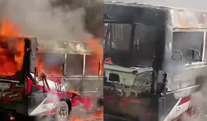 Ludes Tak Tersisa, Mobil Elf Terbakar Hebat di Depan Puskesmas Jelbuk, Begini Kronologinya 