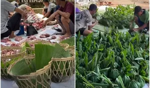 Lebih Ramah Lingkungan, Pembagian Daging Kurban di Jateng hingga Jatim Dibungkus Daun Pisang Tanpa Plastik, Warga Ikut Antusias Bawa Wadah Sendiri