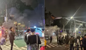 Heboh Demostrasi Penolakan Kenaikan BBM Jenis Pertamax di Cikini Jakpus, Massa Bakar Ban Berujung Pembubaran