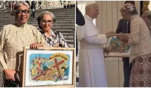 Kenakan Busana Adat Jawa, Butet Kartaredjasa Hadiahkan Lukisan 'Jalan Salib' Versi Punakawan  saat Bertemu Paus Leo XIV di Vatikan, Ini Maknanya