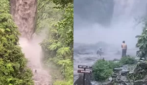 Momen Mencekam Wisatawan Terjebak di Curug Gomblang Banyumas, Air Terjun Tiba-tiba Mengalir Deras