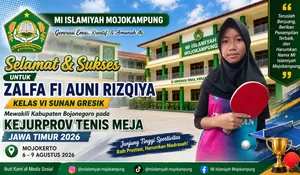 Siswi MI Islamiyah Mojokampung Wakili Kabupaten Bojonegoro pada Kejuaraan Provinsi Tenis Meja Jawa Timur 2026