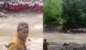 Viral Aksi Para Siswa SD di NTT Sambut Kepala Dinas dari Seberang Sungai: Ayo Maju, Jangan Ragu!
