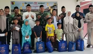 Dandim 0824/Jember Hadir dan Serahkan Santunan Sosial dalam Rangka Tasyakuran Koperasi Desa Merah Putih Desa Klompangan.