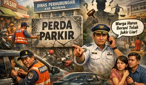 Parkir Liar Merajalela, Dishub Nganjuk Berlindung di Balik Kekosongan Perda