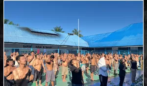 Jaga Kesehatan, WBP dan Pegawai Lapas Gunungtua Gelar Senam Bersama