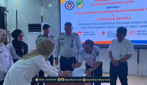 Bapas Muara Teweh dan Disdalduk KB PPPA Kabupaten Barito Utara Gelar Penandatangan Perjanjian Kerja Sama