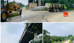 PT Arara Abadi Muluskan dan Lakukan Penyiraman Rutin Jalan Kampung Maredan, Wujudkan kepedulian lingkungan.