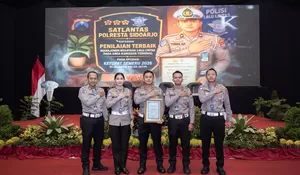 Satlantas Polresta Sidoarjo Raih Penilaian Terbaik Manajemen Lalin Kawasan Terminal di Operasi Ketupat Semeru