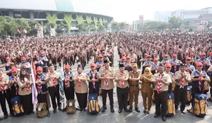 Kobar Semangat Juara, Wali Kota Bekasi Lepas Kontingen Pramuka Terbaik ke Jamnas 2026