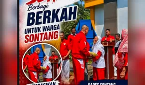 Sambut HUT RI Ke 81, Kades Sontang Zulfahrianto  Ajak Warga Jalan Sehat Dan Berbagi Berkah 750 Sak Beras
