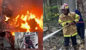 Nekat Bakar Ban Saat Musim Karhutla, Petugas Damkar Balikpapan Semprot Keras Warga!