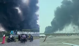 Pabrik Lampu di Batuceper Terbakar Hebat, Asap Hitam Terlihat hingga Area Bandara Soetta