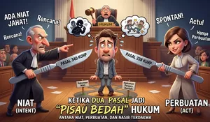 Ketika Dua Pasal Jadi “Pisau Bedah” Hukum: Antara Niat, Perbuatan, dan Nasib Terdakwa