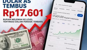 Dolar AS Tembus Rp17.601, Rupiah Melemah ke Level Tertinggi dalam Periode Terbaru