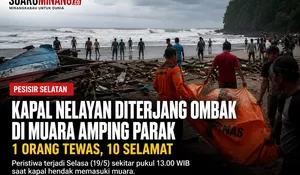 Nelayan Pesisir Selatan Tewas Setelah Kapal Diterjang Ombak di Muara Amping Parak