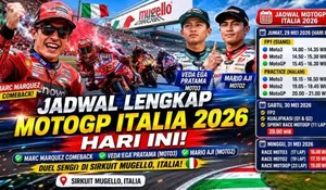 Jadwal Lengkap MotoGP Italia 2026 Hari Ini: Marc Marquez Kembali, Veda Ega Pratama dan Mario Aji Siap Beraksi di Mugello