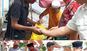 Hujan Tak Halangi Langkah HBA Untuk  Berbagi: Tukang Sol Sepatu di Jambi Terima Sembako Jelang Idul Fitri