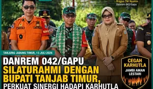 Danrem 042/Gapu Perkuat Sinergi dengan Bupati Tanjab Timur, Satukan Langkah Cegah Karhutla di Lahan Gambut