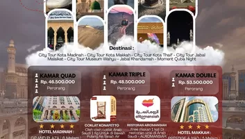 Paket Spesial 3 Kali Umrah Mulya Safara,  Nikmati Fasilitas Eksklusif Selama 13 Hari