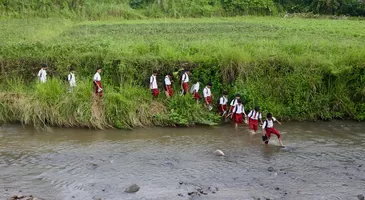 Potret Pelajar di Bogor Sebrangi Sungai demi Sekolah
